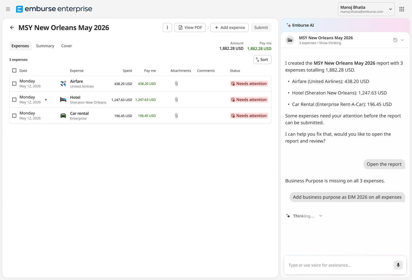 Employees stay in compliance with the business rules engine on Chrome River Expense