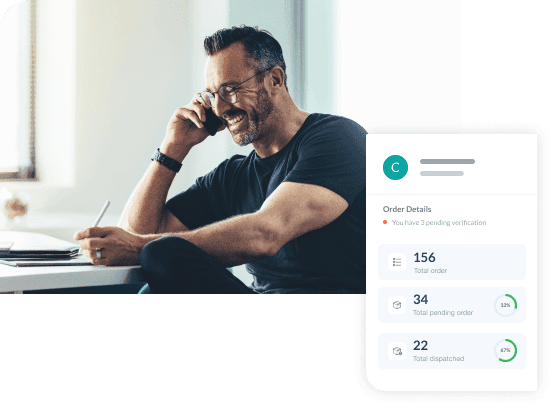 Happy person seeing order details on their Emburse AP automation solution mobile app view