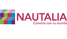 a colorful logo for nautalia connecta con tu mundo